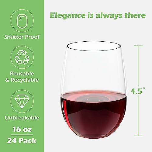 JOLLY CHEF 10 inch 140 Pack Disposable Paper Plates Heavy Duty Printed Paper Plates, 24 Pack 16 Oz Plastic Wine Glasses, Stemless Unbreakable Wine Cups Disposable - Image 3