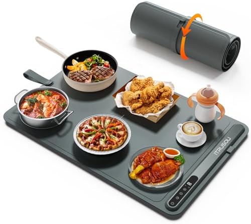Warming Mat for Food (24"x16") - iTRUSOU 7-Level Electric Warming Tray with 400W High-Power, Timer 0–99H & Built-In Strap - Rollable Large Food Warming Mat for Parties & Buffet by iTRUSOU