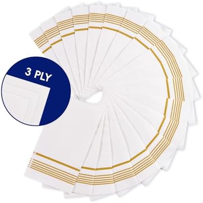 100 Paper Napkins Disposable Guest Towels, 3 Ply Gold Dinner Napkins - Image 6