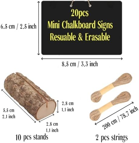 20 Pack Mini Chalkboard Signs for Food Buffet Table Reusable Catering Labels with 10 PCS Wooden Rustic Stands, Party Buffet Food Tags, Small Chalk Board Sign Holders for Wedding Birthday Bakery - Image 2