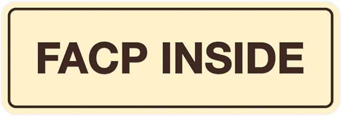 Signs ByLITA Standard FACP Inside Sign | Fire Safety Signage (Ivory/Dark Brown) - Medium 1 Pack