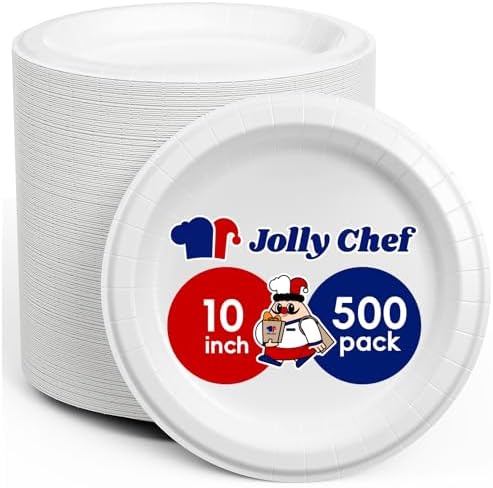 JOLLY CHEF Paper Plates 500 Count 10 inch Disposable by JOLLYCHEF