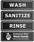 4 PK Wash Rinse Sanitize Sink Labels-Employees Must Wash Hands Sign Waterproof Sticker Signs for 3 Compartment Sinks, Restaurant Commercial Kitchen, Food Trucks, Employee Handwashing Station, Black by EliteSign