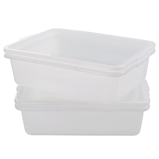 4-Pack 24 L Commercial Bus Tubs/Tote Box, White Plastic Storage Wash Basin Tub