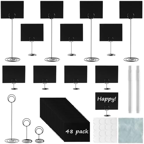 Aertiavty 48 Packs Mini Chalkboard Signs, 4x3 Inch Small Chalkboard Signs with Stand, 4 Markers, Food Labels for Party Buffet, Wedding, Table Setting, Food Display by Aertiavty