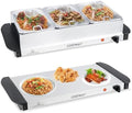 COSTWAY Electric Buffet Server Food Warmer, Stainless Steel Countertop Food Warming Tray with 3 Removable Trays, Adjustable Tempered Control & See-Through Lids for Parties, Holidays & Catering by COSTWAY