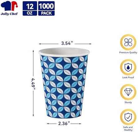 JOLLY CHEF 500 Pack Disposable Plastic Black Lids 3.6'' for 10, 12, 16, 20 oz Paper Coffee Cups, 1000 Pack Printed Coffee Cups 12 oz - Image 3