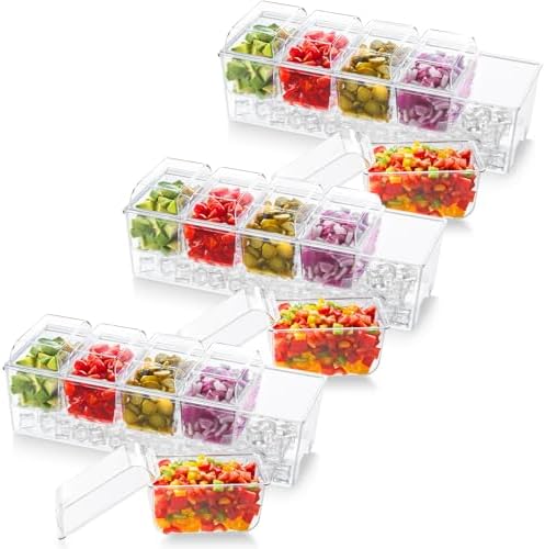 Lifewit Chilled Condiment Caddy with 5 Individual Lids, Garnish Tray 3 Pcs by Lifewit