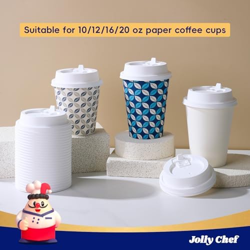 JOLLY CHEF 500 Pack Disposable Coffee Cup Lids, 3.6'' White Plastic Lids - Image 6