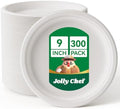 Compostable Heavy Duty 9 Inch 300 Pack Disposable Eco-Friendly Paper Plates by JOLLYCHEF