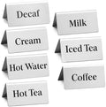 7 Pcs Stainless steel coffee beverage table tent signs Double sided metal tea sign for Cafe Coffee bar Party Buffet Restaurant Indoor Outdoor Table Display Signs 2.95 x 1.57Inch by VELATYVIO