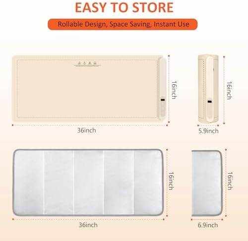 Warming Mat for Food,36"x16" Large Food Warmer Mats Beige Pad - Image 2