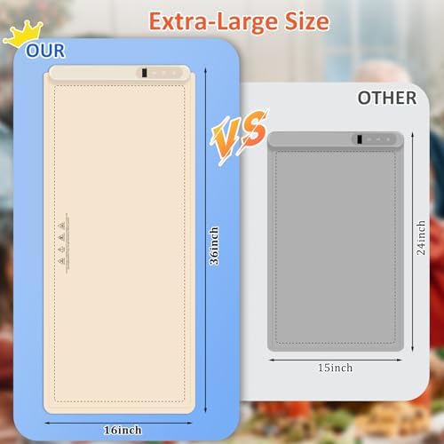 Warming Mat for Food,36"x16" Large Food Warmer Mats for Countertop(Beige) - Image 2