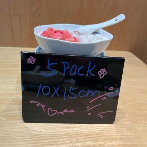 5PCS 15CM*11CM Mini Chalk Board & Attachable Basket Tags - Erasable & Write-On-for Vendor Booth Price Signs - Plastic Food Markers for Party Buffet, Sign Holders, Reusable Black Labels,Stand Supplies by Unknown
