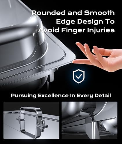 Chafing Dishes for Buffet 2 Pack, [Ultrasonic Mirror Polishing] Chafing Dish Buffet Set 9QT, [Rolled Edge Finger Protection] Buffet Servers and Warmers for Any Party, Wedding, Birthday and Hotel - Image 4