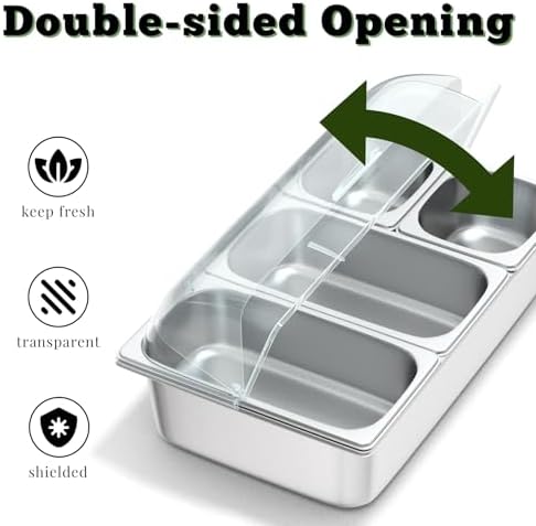 Countertop Food Serving Display Container, Cold Food Buffet Server, Salad Bar Buffet Station for Home & Cold Serving Trays for Parties, Restaurant or Kitchen(6 Pans 2 Sizes) - Image 7