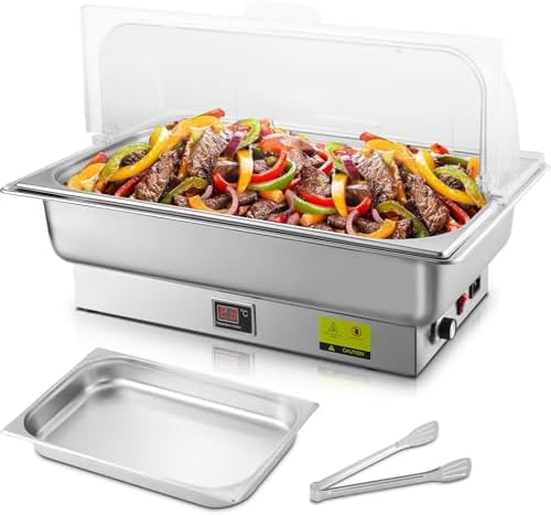 9QT Electric Chafing Dish Food Warmer, Roll Top with Temp Control by THXSUN