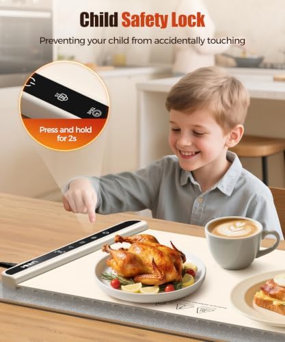 Warming Mat for Food, 46x15 Inch, Off White, Fast Heat, Child Lock - Image 7