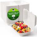 Sugarcane to go food containers, 1-Compartment Clamshell Food Containers by JOLLYCHEF