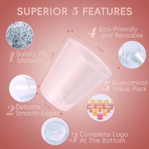 JOLLY CHEF 1000 Pack 2 oz Disposable Plastic Shot Glasses, Mini Shot Cups - Image 4