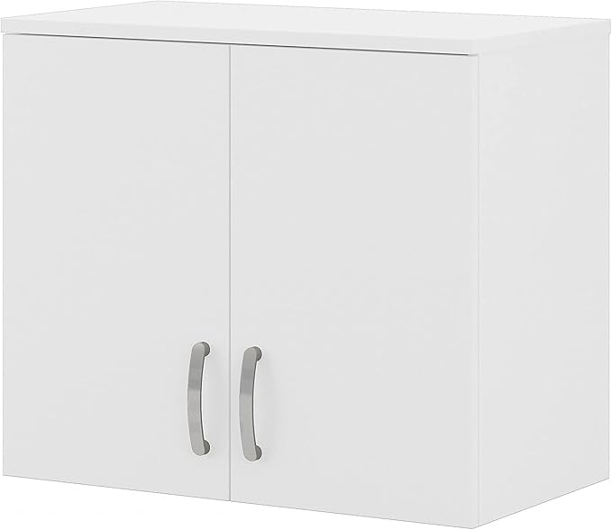 Bush Business Furniture Universal Wall Cabinet with Doors and Shelves in White, Versatile Home Organizer, Office Storage Unit and Adjustable Shelving