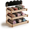 Cookie Display Stand, Cookie Display, 3 Tier Wooden Dessert Display Stand with Chalkboard, Rustic Scalloped Serving Tray for Party, Wedding, Bakery Treats and Small Items by Unknown