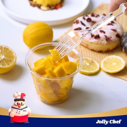 JOLLY CHEF 300 Count Plastic Forks Disposable Cutlery Clear 7.1" - Image 5