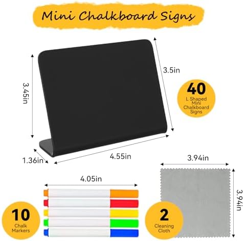 Pintuson 40 Pack Mini Chalkboard Signs for Food, Food Labels for Party Buffet, Reusable Table Signs, Food Tags, Catering Supplies Buffet Display, Place Cards, Easy to Write and Wipe - Image 2