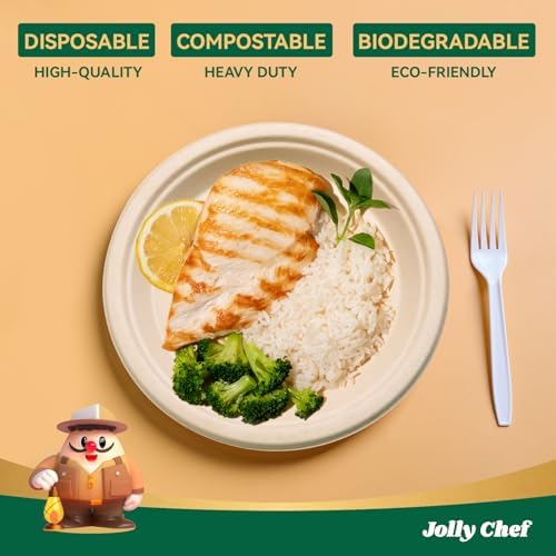 Compostable Heavy Duty 9 Inch 300 Pack Disposable Eco-Friendly Paper Plates - Image 3