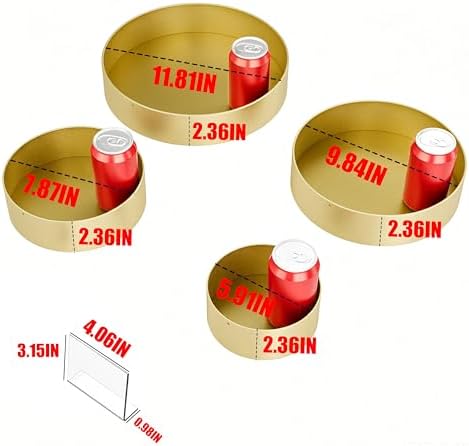 Round Metal Buffet Risers,4PCS Food Risers for Buffet Table 6in to 12in with Mini Acrylic Signs for Catering Dessert Collectibles Jewelry Figures Show Gold Cube Boxes Nesting Risers with Hollow Bottoms - Image 2