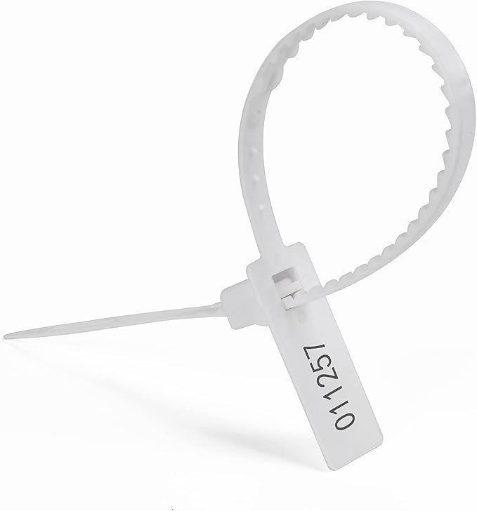 Heavy Duty Plastic Security Seals Self Locking Tamper Evident Shipping Seals Numbered Security Tags 500 PCS (White, 337 mm, 13.2")