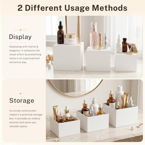 12 Pcs White Acrylic Buffet Risers with Mini Sign, Buffet Table Acrylic Cube Food Display Stands Party Catering Dessert Jewelry Collectibles, Acrylic Cube Nesting Boxes with Hollow Bottoms Home Storage (10" 9" 8" 7" 6" 5" 4" 4" 4" 3" 3" 3") - Image 7