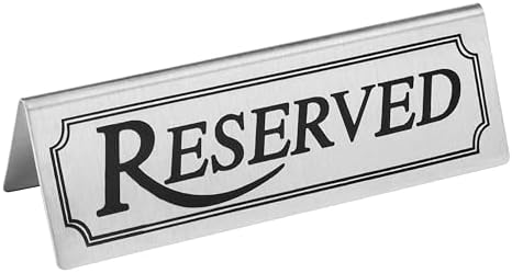 New Star Foodservice Stainless Steel Reserved Table Tent Sign, Silver, 4 by 1.5-Inch, Set of 2 - Image 3