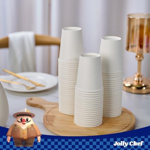 JOLLY CHEF 8 oz Paper Coffee Cups, White Beverages 400 Pack Drinking Cups - Image 7