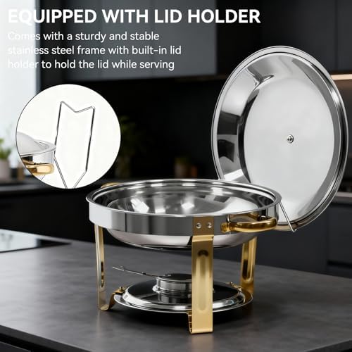 6QT Round Chafing Dishes for Buffet -4 Pack Food Warmers for Parties - Image 7