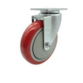 Service Caster Brand Replacement Caster for Uline Caster H-7449S - Stainless Steel Swivel Top Plate Caster with 5 Inch Red Polyurethane Wheel - Fits Carts and Platform Trucks H-6348