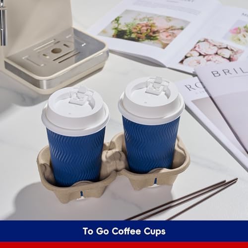 JOLLY CHEF 80 Pack 16 oz Disposable Coffee Cups with Lids and Stirrers, Insulated Ripple Wall Hot To Go Paper Coffee Cups for Office, Home, Travel - Image 7