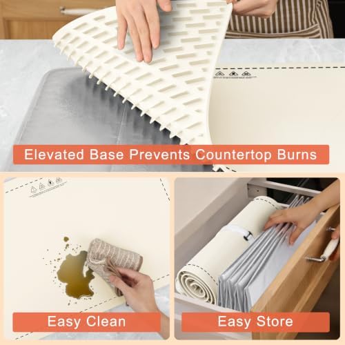 FYY Extra Long Warming Mat for Food with Heat Resistant Pad, Prevent Countertop Cracks, Rapid and Full Surface Heating, 7 Temp Settings, 6H Timer, Rollable Portable Food Warmer, Beige (45x15 inch) - Image 7