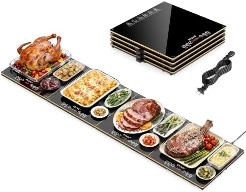 Warming Trays For Buffets Party,4-In-1 47"×16"Independent Temp Control Food Warmers For Parties Buffet,8 Precise Temps&24H Timer Warming Mat For Food,Modular Food Warming Mat Catering Gatherings by BTUVC%C2%AE