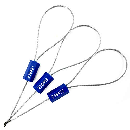 Tamper Proof Security Cable Tags for Truck Trailer Pull-Tite Metal Shipping Seals Numbered Padlock Seals for Container(Pack of 2000 pcs, Blue)