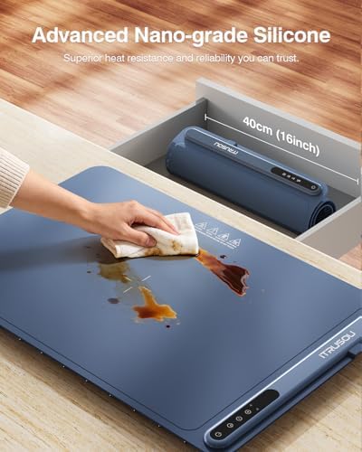 Warming Mat for Food (24"x16") - iTRUSOU 3-Year Classic Electric Warming Tray with 3-Level Temp Control, Rapid Heating 250W Energy-Saving - Rollable Large Food Warming Mat for Parties & Buffet - Image 5