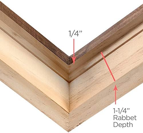 Creative Mark Ambiance Unfinished Deep Gallery Frame, 5x7" Open Back Natural Wood Frames for Canvas and Mounted Artwork, 3/4" Face, 1-1/4" Deep, No Glass or Backing