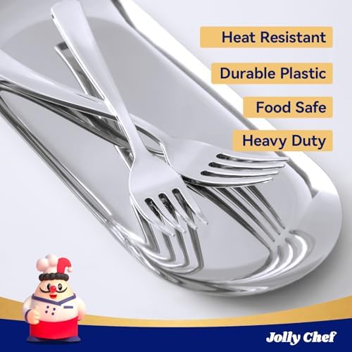 JOLLY CHEF Plastic Forks 7.28 Inch, Silver Plastic Forks 125 Count - Image 4