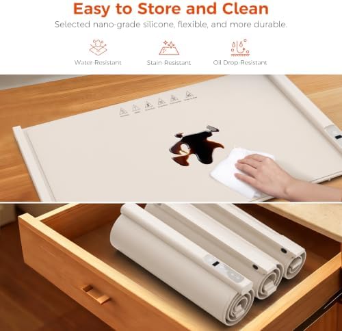 Single Panel Food Warming Mat - Extendable Design, 25"x16", Beige - Image 7