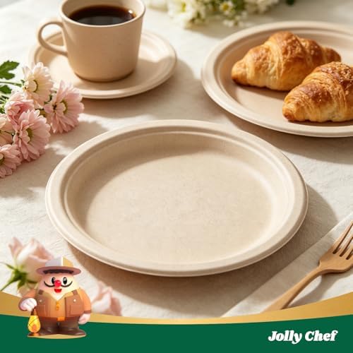 Compostable Heavy Duty 10 Inch 150 Pack Eco-Friendly Disposable Paper Plate - Image 4