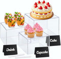 SiliFine 3 Pcs Acrylic Buffet Risers with Price Signs and Markers, Clear by SiliFine