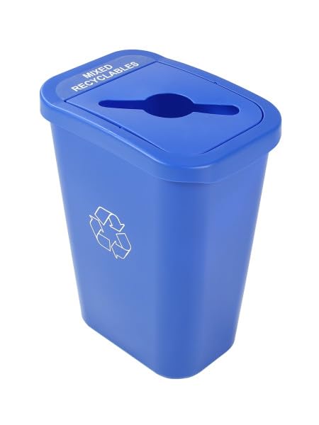 City Box 10 Gallon Mixed Recycling Bin with Lid for Residential, Business, and Commercial Recycling - NYC Compliant - Blue