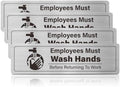 4 Pack Employees Must Wash Hands Sign-Wash Your Hands Sign Bathroom Decor,Handwashing Signs for Restaurant Commercial Kitchen Self-Adhesive, Brushed Aluminum，Round Icon by EliteSign