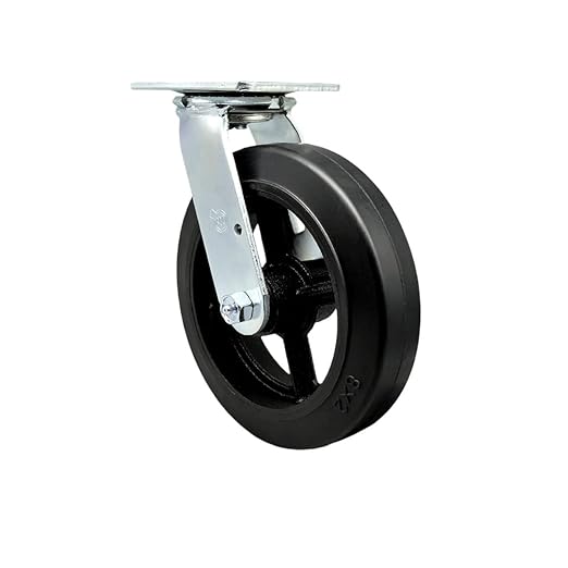 Service Caster Brand Replacement Caster for Uline Caster H-3327S - Swivel Top Plate Caster with 8 Inch Rubber on Metal Wheel - Heavy Duty Replacement Caster - Fits Platform, U-Boat and Trucks H-1192