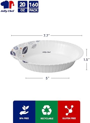 JOLLY CHEF 160 Count Paper Bowls 20 oz with Leaf Floral Print - Image 2
